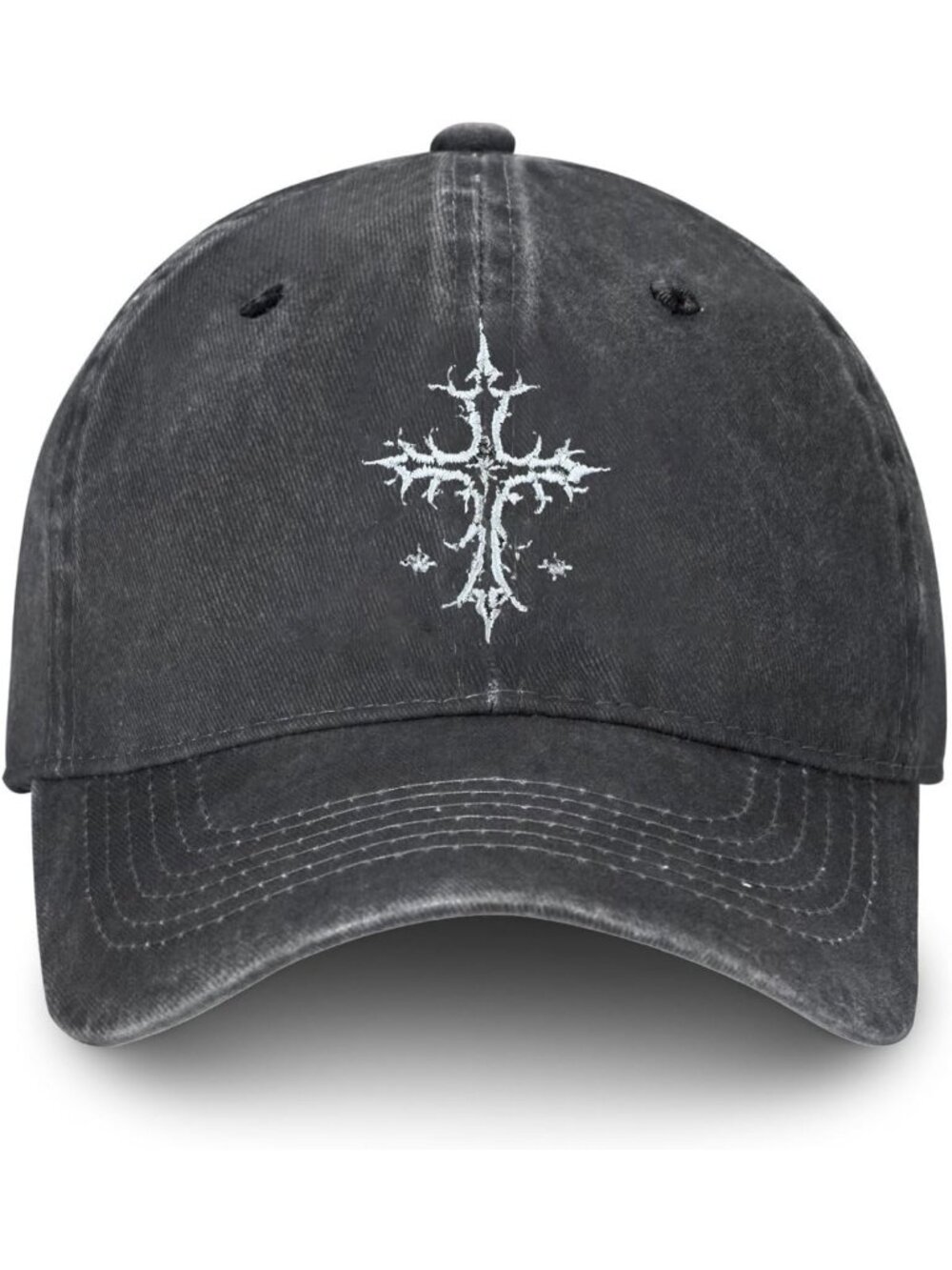 Unisax Goth 100% PolyesterEmbroidered Adjustable Washed Denim Baseball Hats